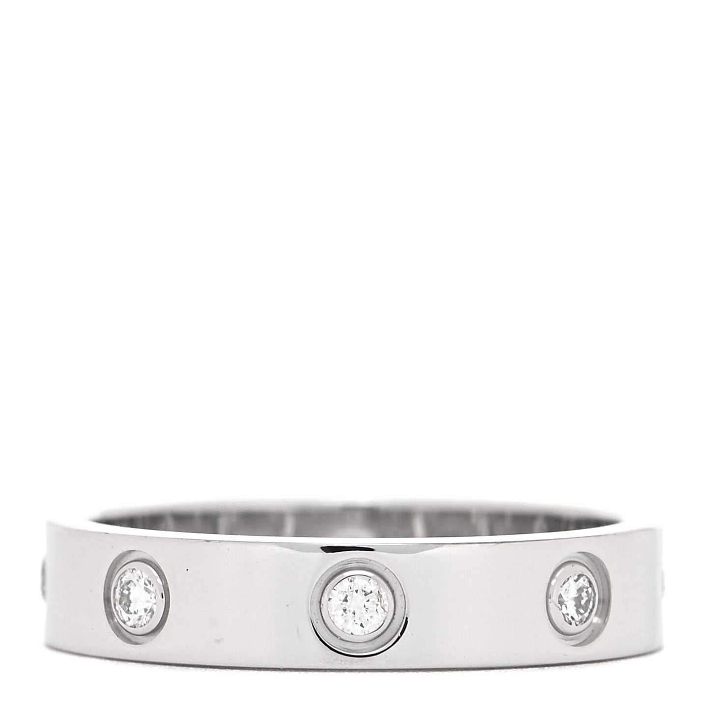 18K White Gold 8 Diamond 4mm Wedding Band LOVE Ring 52 6