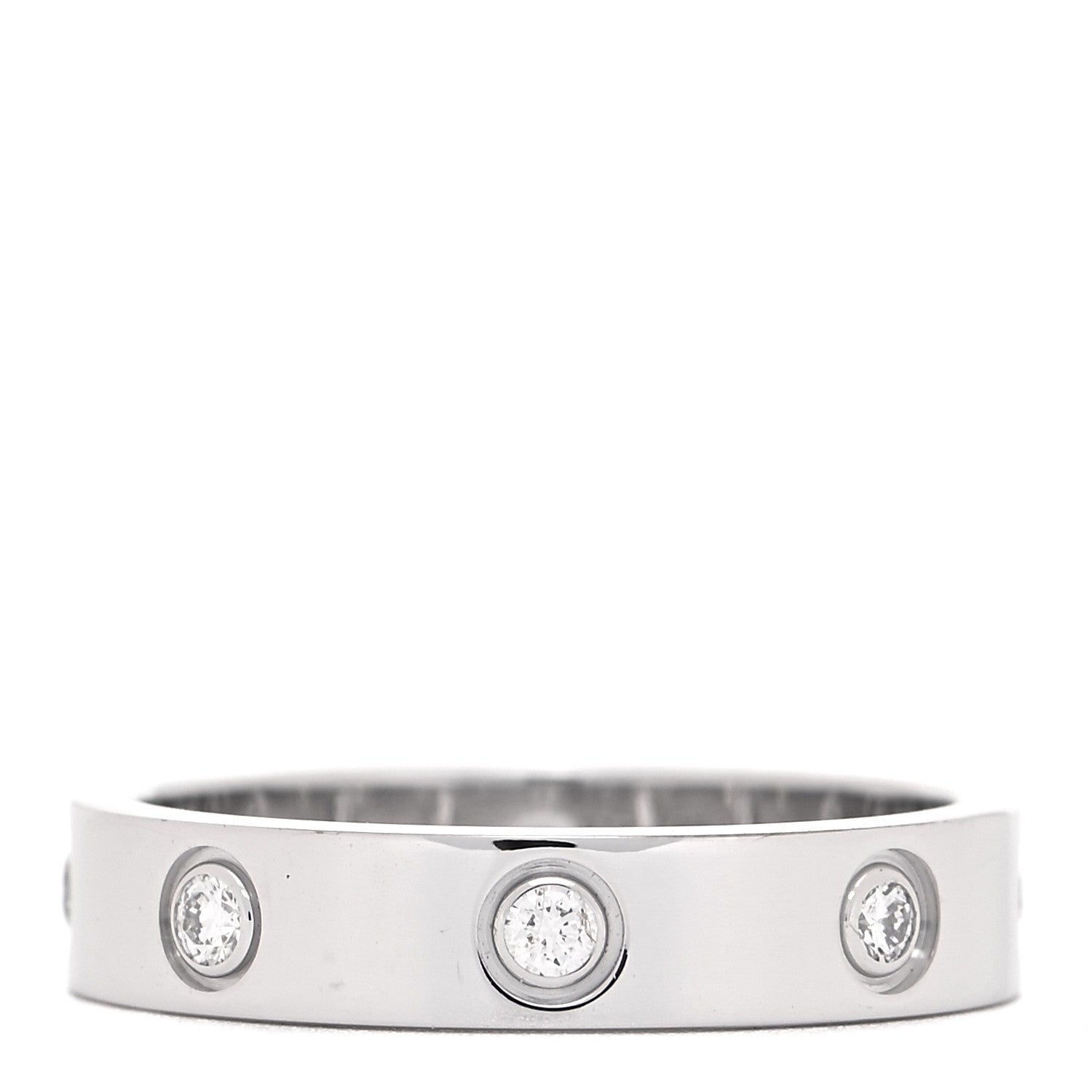 Cartier 18K White Gold 8 Diamond 4mm Wedding Band LOVE Ring 52 6 3 of 4