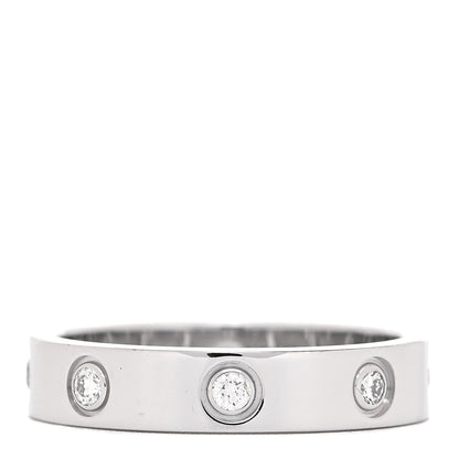 Cartier 18K White Gold 8 Diamond 4mm Wedding Band LOVE Ring 52 6 3 of 4