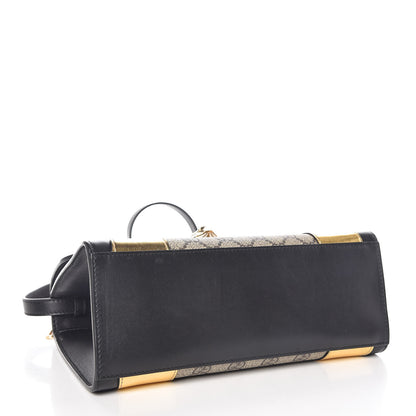 Gucci GG Supreme Monogram Small Osiride Top Handle Bag Black Gold 5 of 10