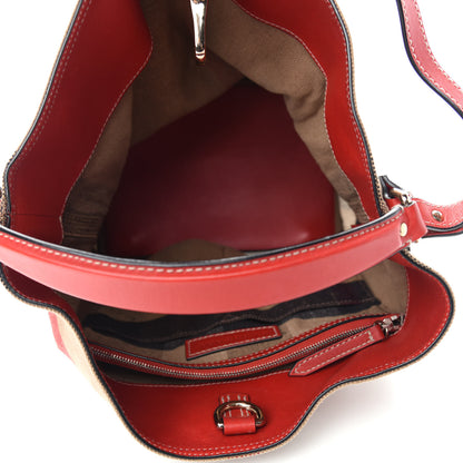Burberry Canvas Mega Check Medium Susanna Hobo Red 5 of 11