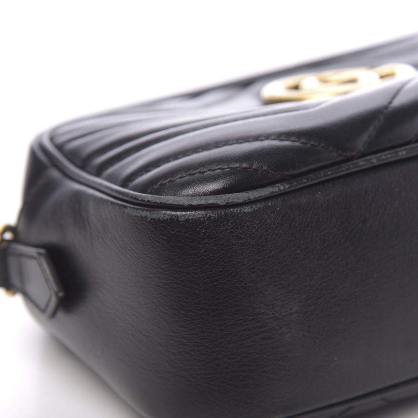 Calfskin Matelasse Small GG Marmont Chain Shoulder Bag Black