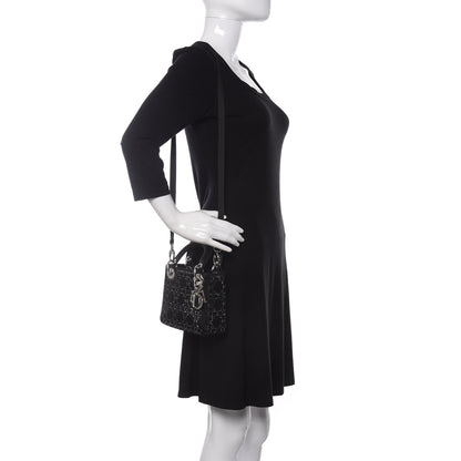 Christian Dior Satin Crystal Cannage Mini Lady Dior Black 2 of 9