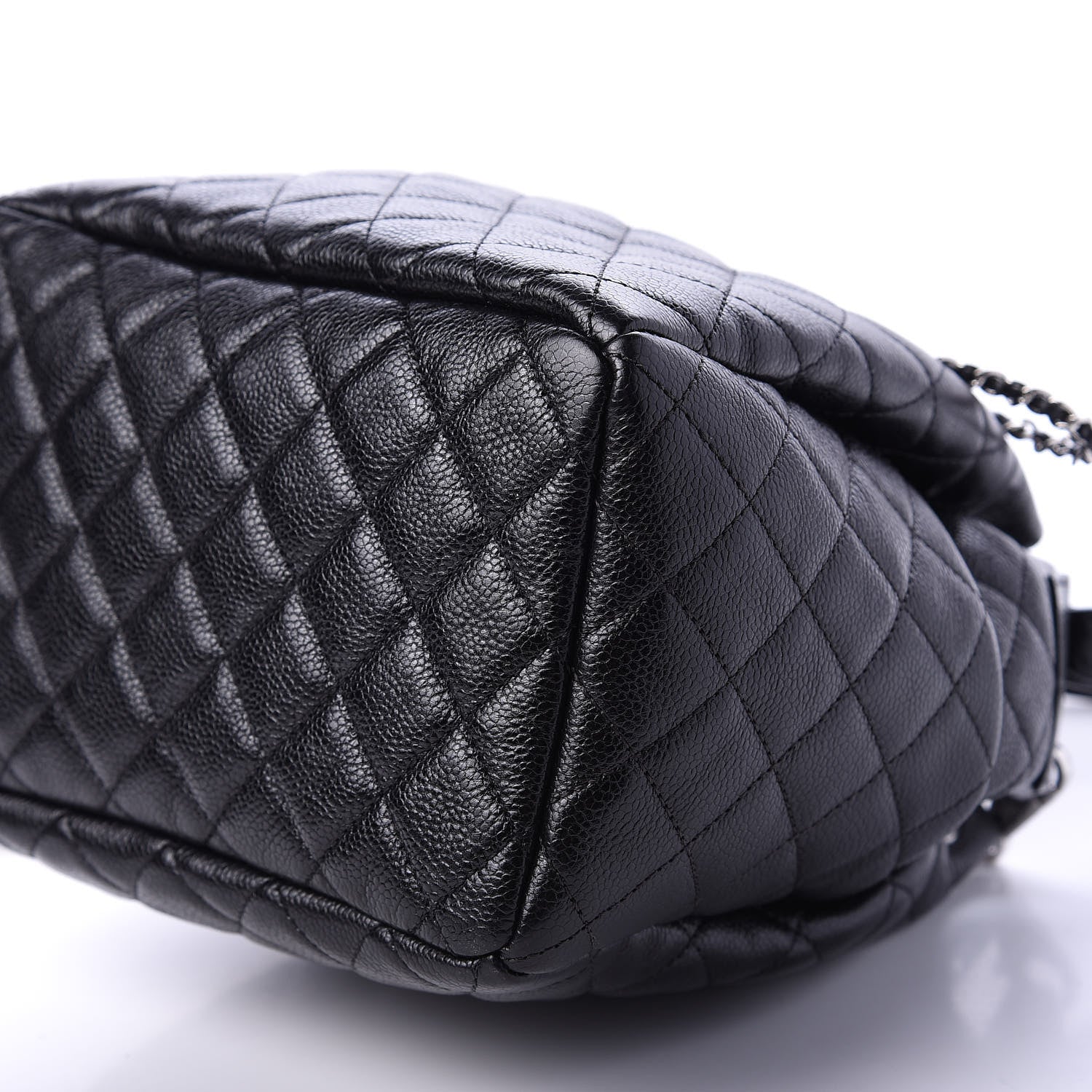 Chanel Grained Calfskin Quilted CC Chain Bucket Drawstring Bag Black 8 of 12