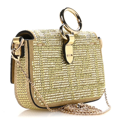 Fendi Crystal Vitello Laminato FF Nano Maxi Buckle Baguette Charm Light Gold 2 of 10