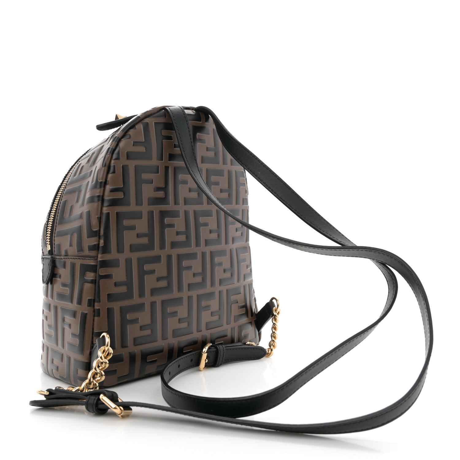 Fendi Vitello Bi-Color FF 1974 Embossed Mini Backpack Maya Black 3 of 10