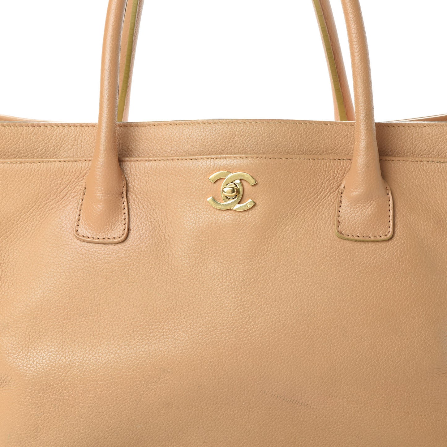 Calfskin Cerf Executive Shopper Tote Beige
