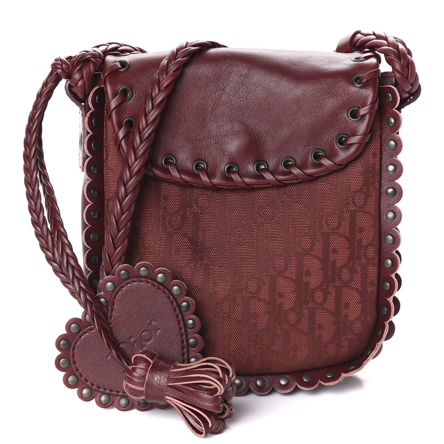 Monogram Braided Crossbody Bag Burgundy