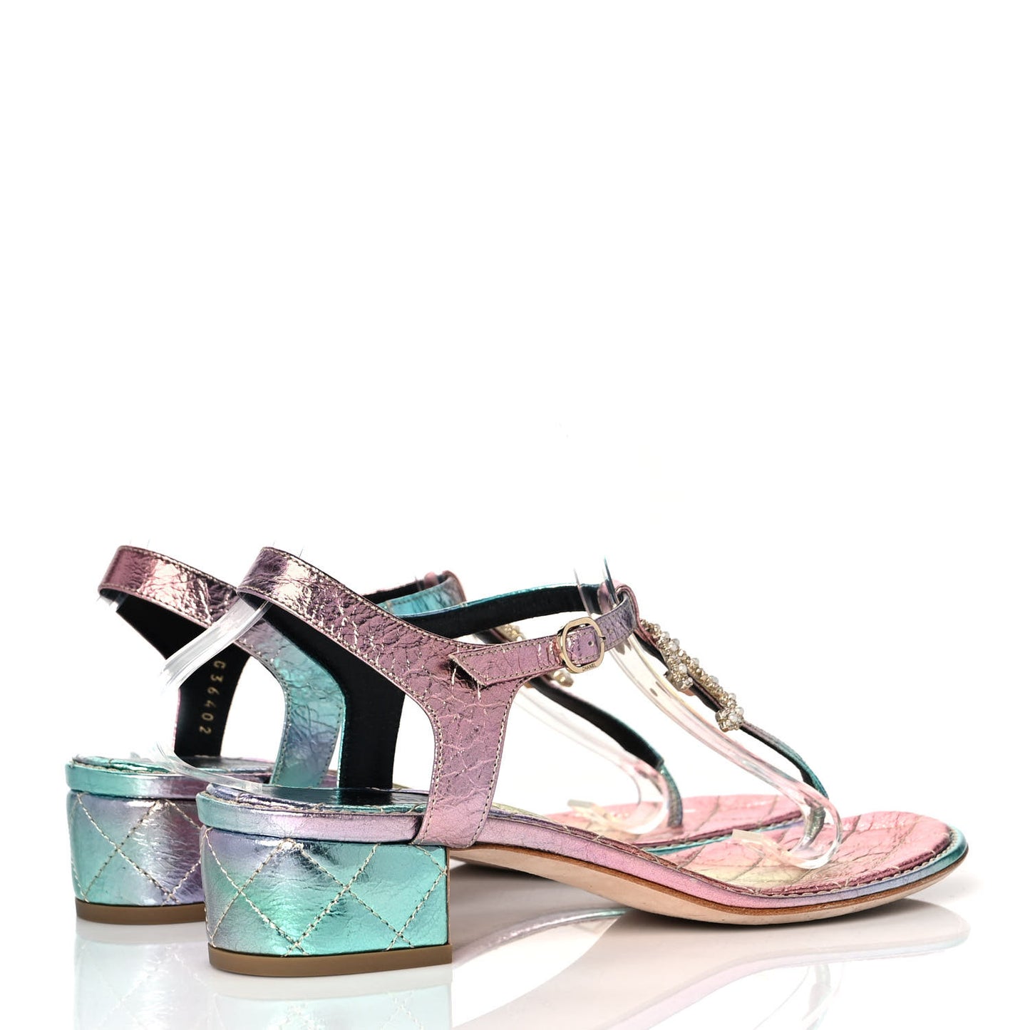 Goatskin Fantasy CC Pearl Thong Sandals 39 Multicolor