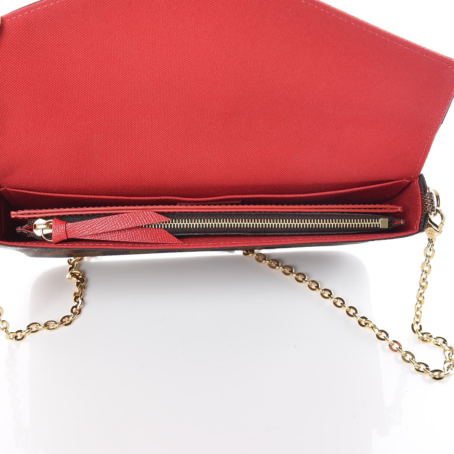 Louis Vuitton Damier Ebene Pochette Felicie Chain Wallet 9 of 14