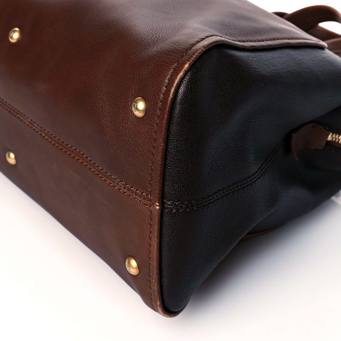 Capra Vitello Saddle Colorblock Large Chameleon Tote Moro Biscotto