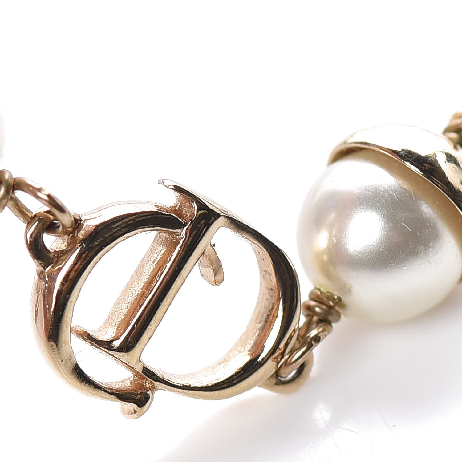 Christian Dior Pearl CD Logo Bracelet Gold 4 of 6