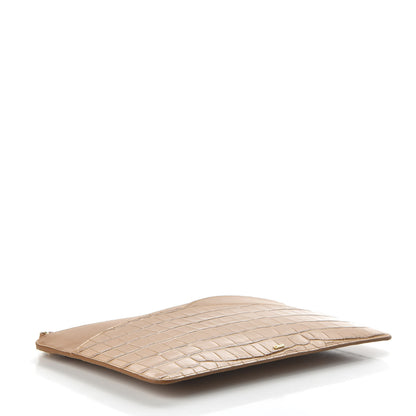 Chloe Crocodile Embossed Calfskin Walden iPad Clutch Bag Autumal Brown 4 of 9