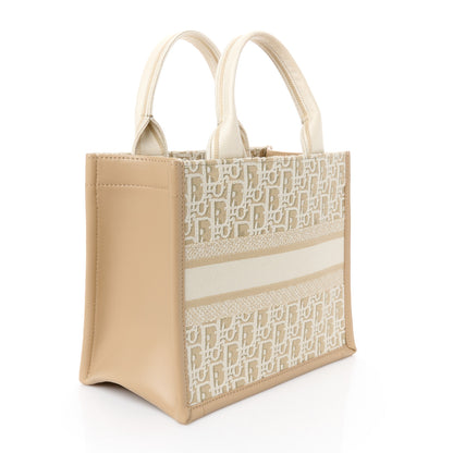 Christian Dior Oblique Chambray Calfskin Small Book Tote With Strap Gold Natural 3 of 10