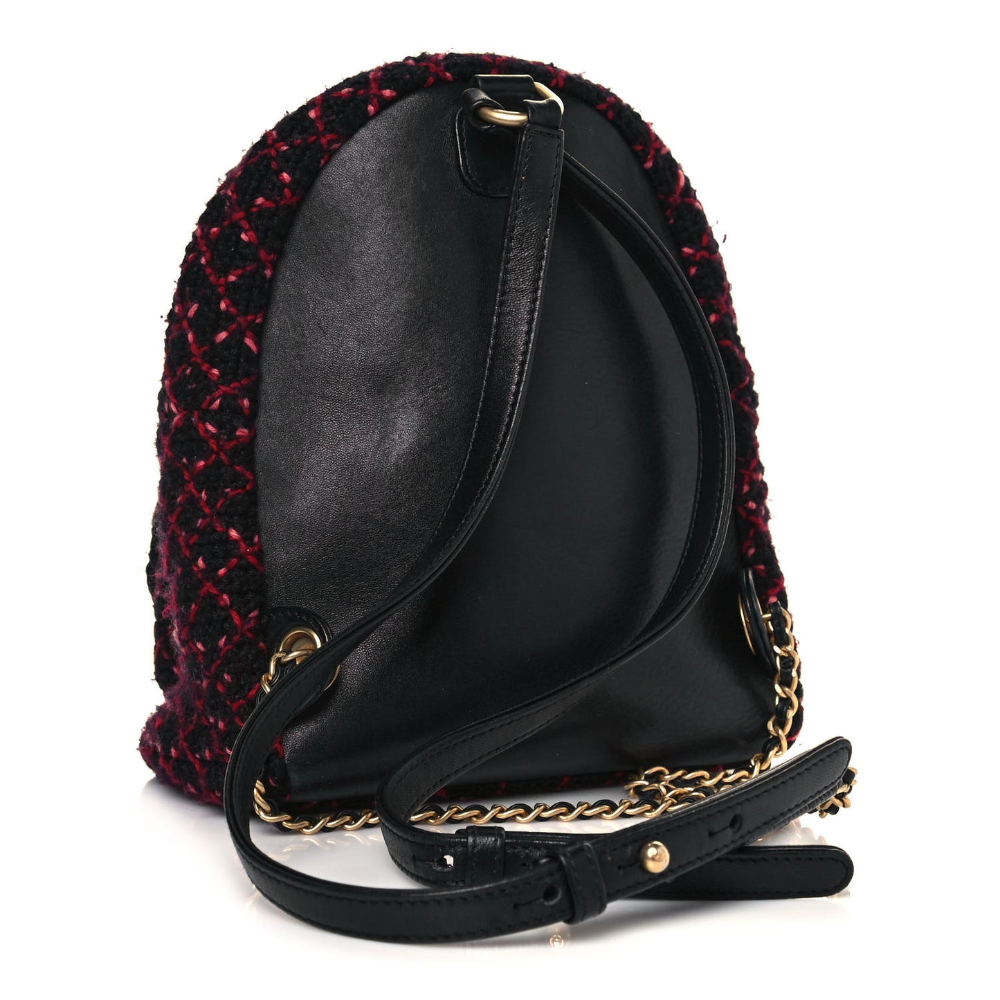 Knit Quilted Backpack Black Burgundy