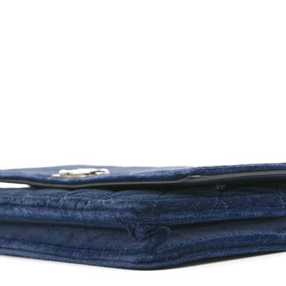 Chanel Velvet Quilted Boy Wallet On Chain WOC Blue 12 of 12