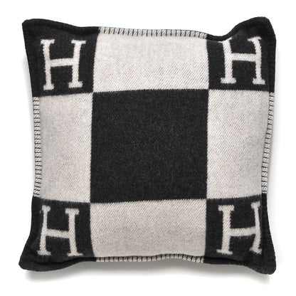 Hermes Wool Cashmere Avalon Pillow PM Ecru Gris Fonce 1 of 5