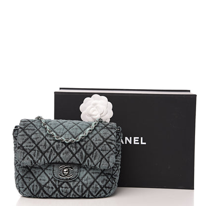 Chanel Washed Denim Quilted Small Denimpression Flap Blue Black 10 of 10