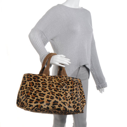 Prada Calf Hair Leopard Print Shopping Tote Sabbia Moro 2 of 12