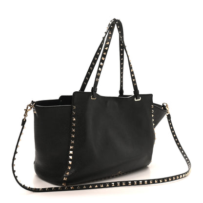Valentino Garavani Pebbled Calfskin Medium Rockstud Tote Black 2 of 10