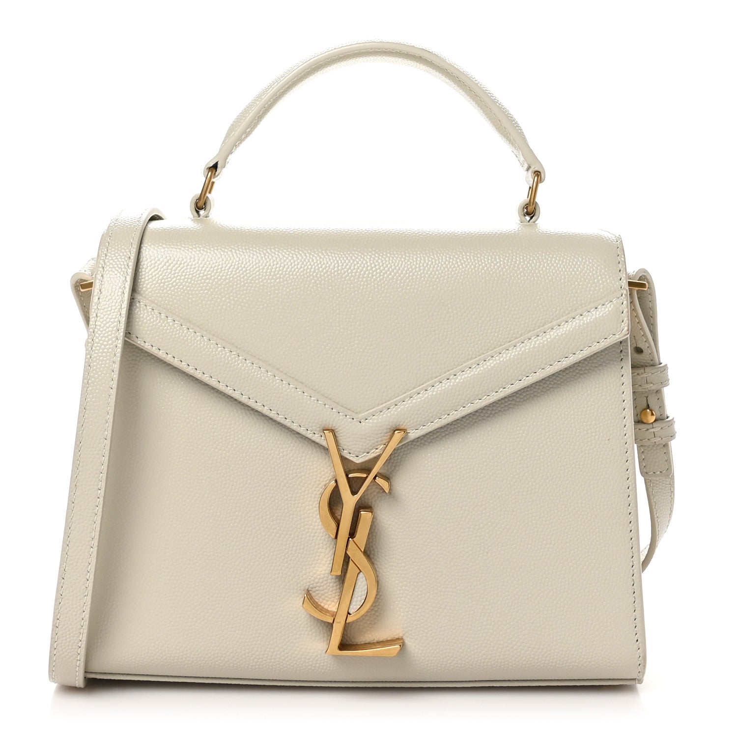 Saint Laurent Grain de Poudre Mini Classic Monogram Cassandra Top Handle Vintage White 1 of 10