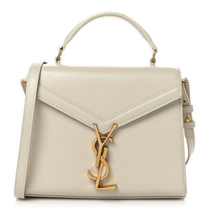 Saint Laurent Grain de Poudre Mini Classic Monogram Cassandra Top Handle Vintage White 1 of 10