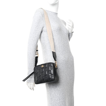 Gucci Calfskin GG Matelasse Shoulder Bag Black Natural 2 of 16