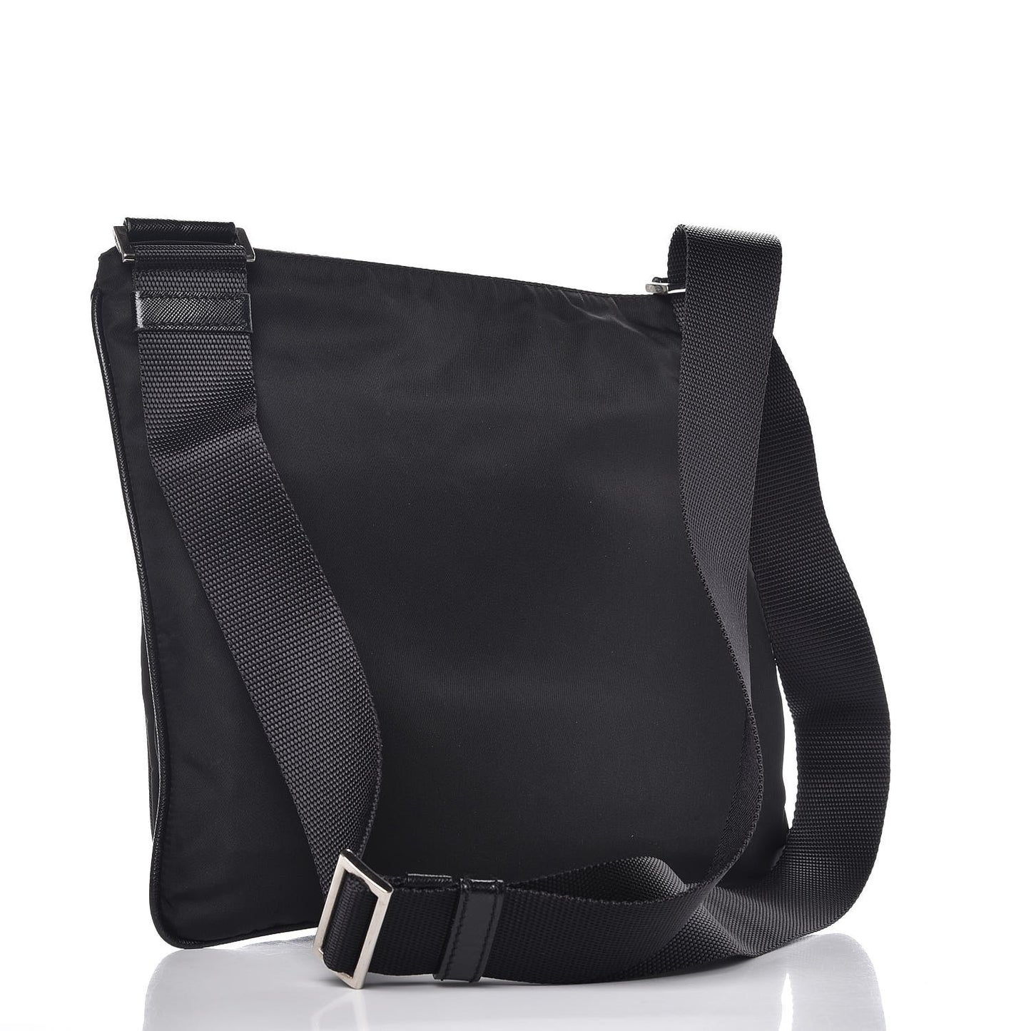 Tessuto Nylon Flat Messenger Bag Black