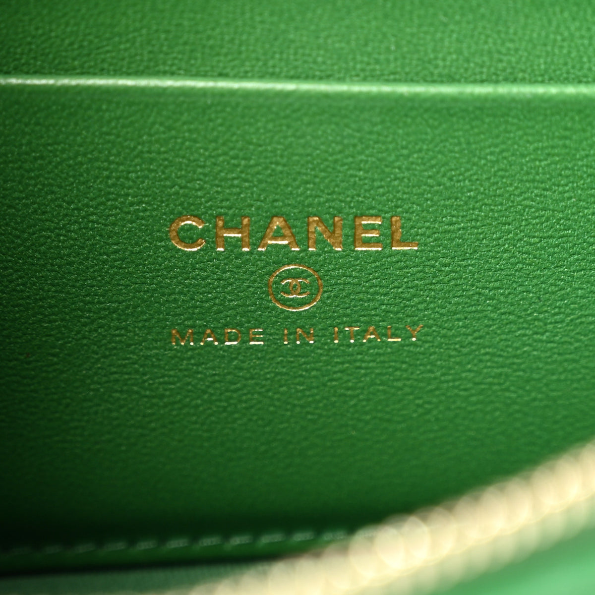 Chanel Lambskin Quilted Top Handle Slim Vanity With Chain Green 6 of 10