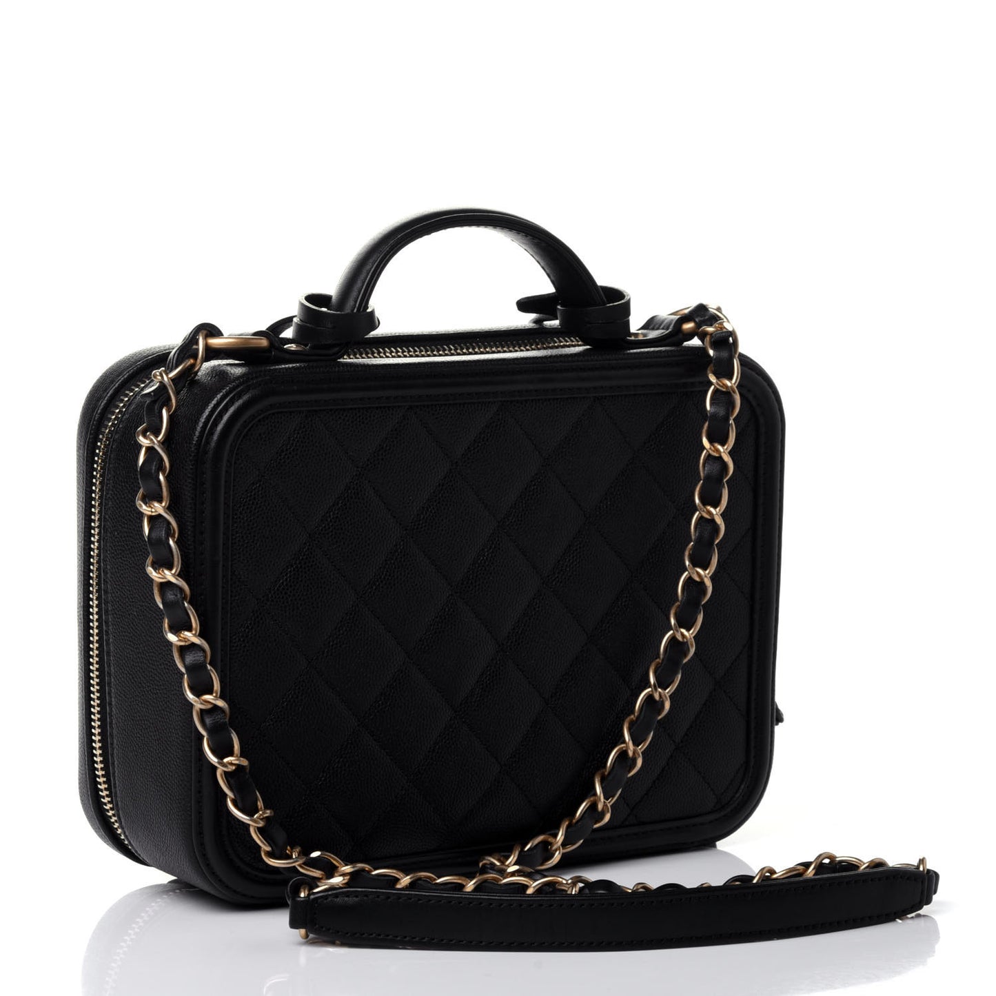 Caviar Quilted Medium CC Filigree Vanity Case Black