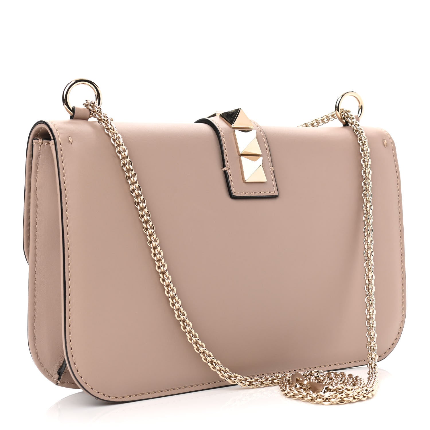 Valentino Garavani Vitello Medium Glam Lock Rockstud Flap Poudre 3 of 9
