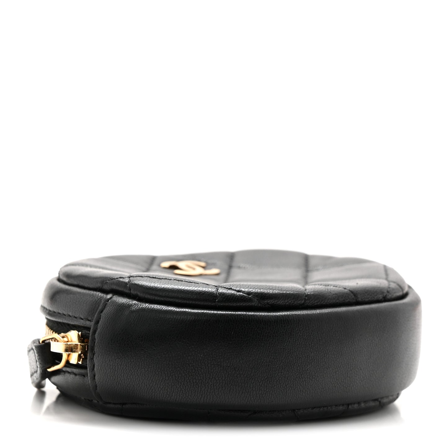 Lambskin Quilted Zip Around Classic Coin Purse Black