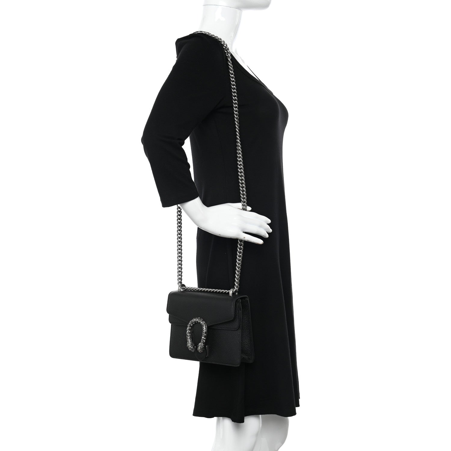 Gucci Calfskin Mini Dionysus Shoulder Bag Black 2 of 11