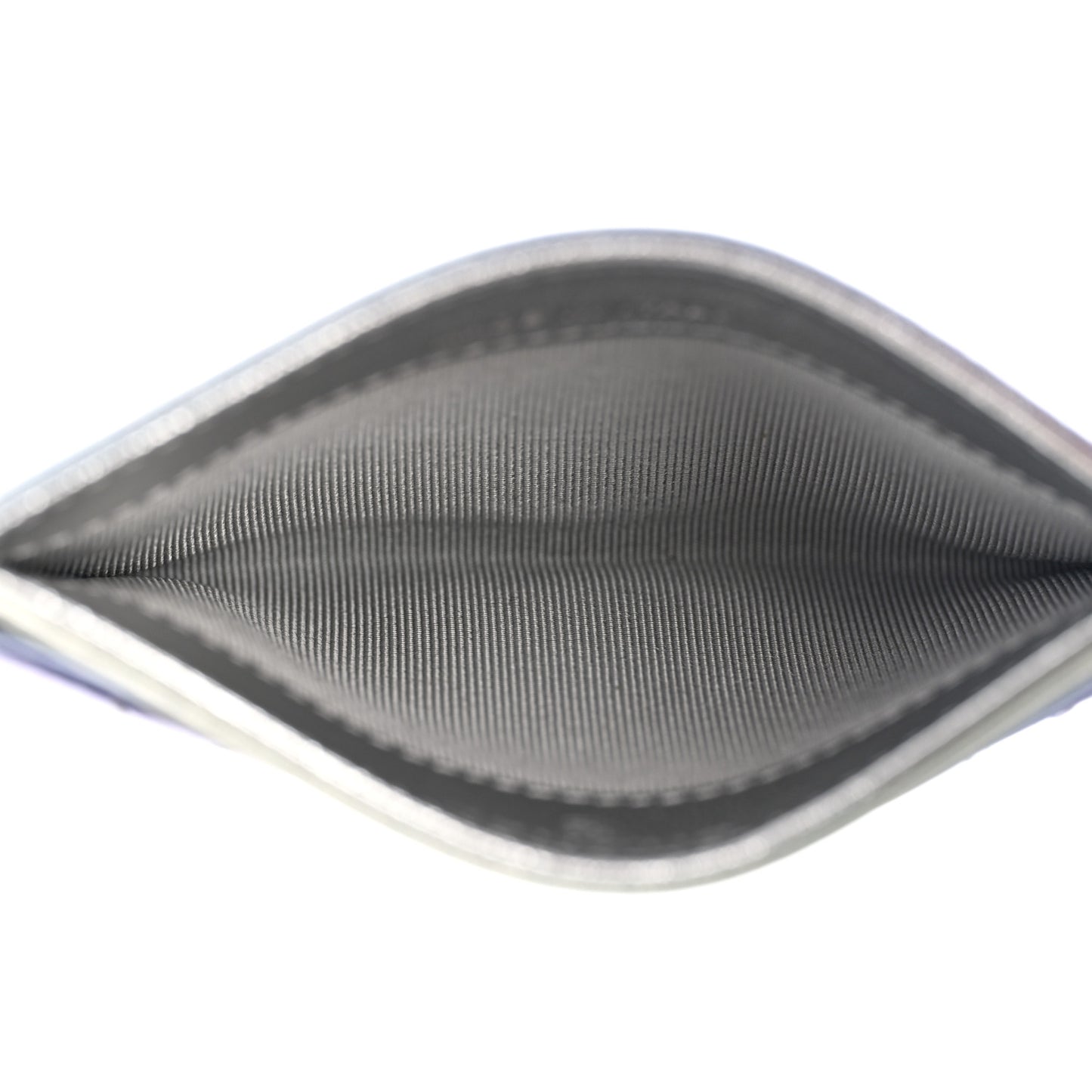 Gradient Metallic Calfskin Quilted Card Holder Silver Blue Yellow Purple