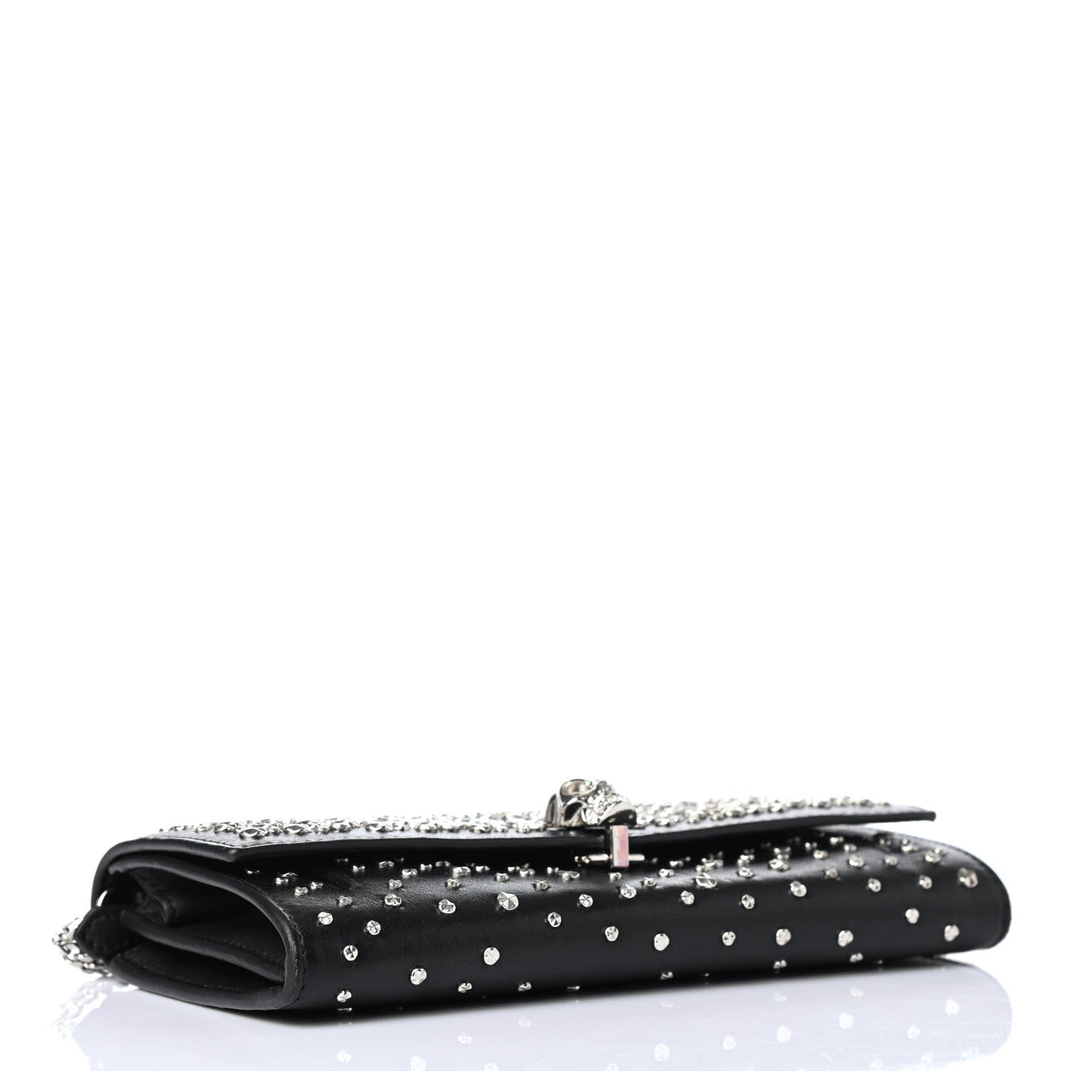 Alexander McQueen Calfskin Studded Skull Wallet on Chain Black 3 of 4