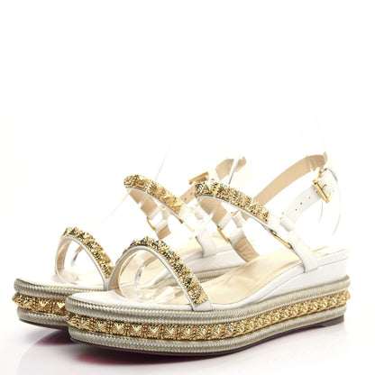 Christian Louboutin Calfskin Zarli Pyraclou 60 Platform Sandals 39 White 3 of 9