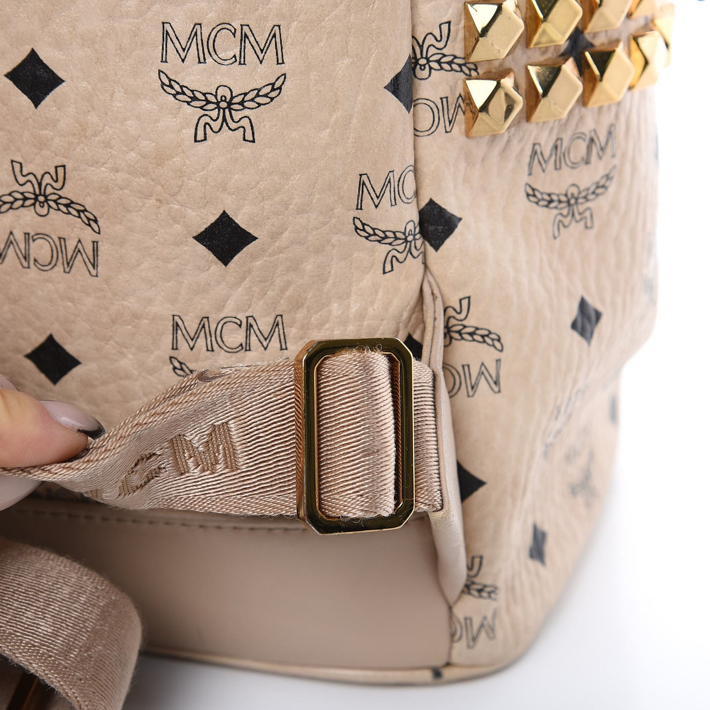 Visetos Medium Side Studs Stark Backpack Beige