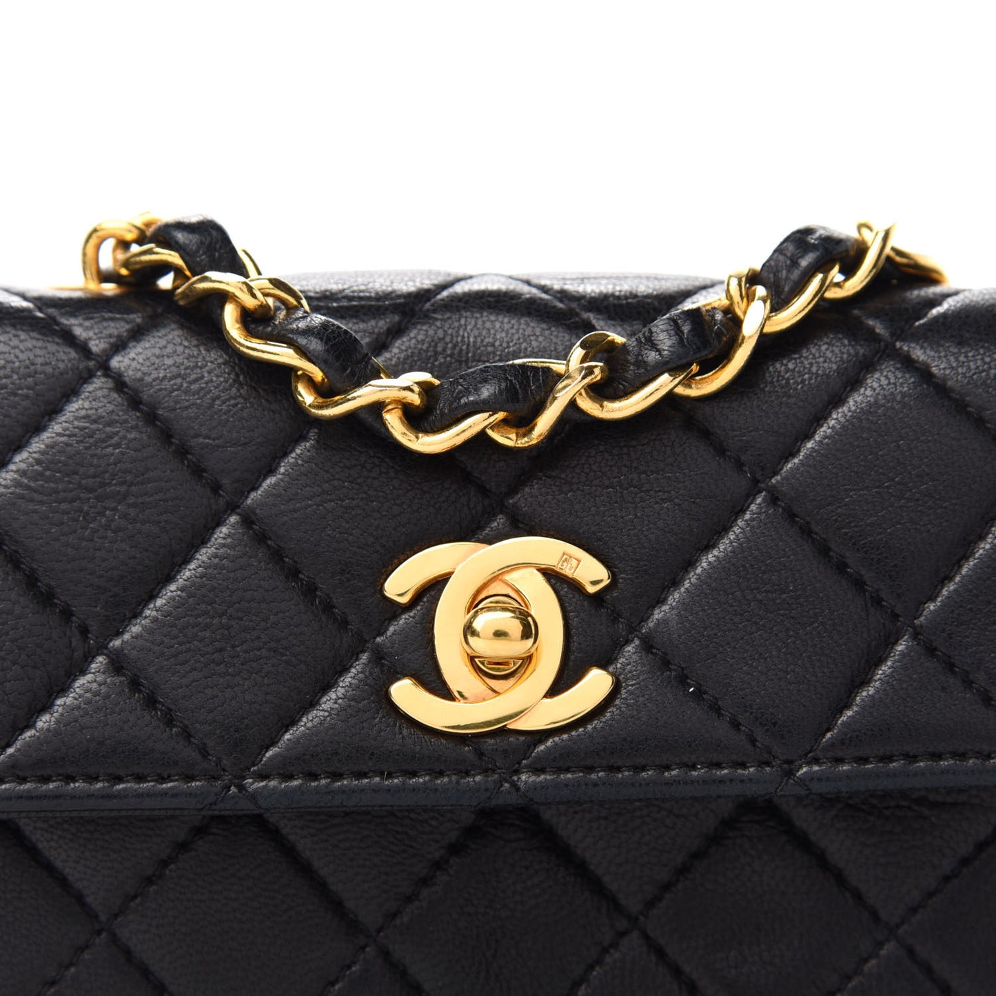 Lambskin Quilted Extra Mini Flap Black