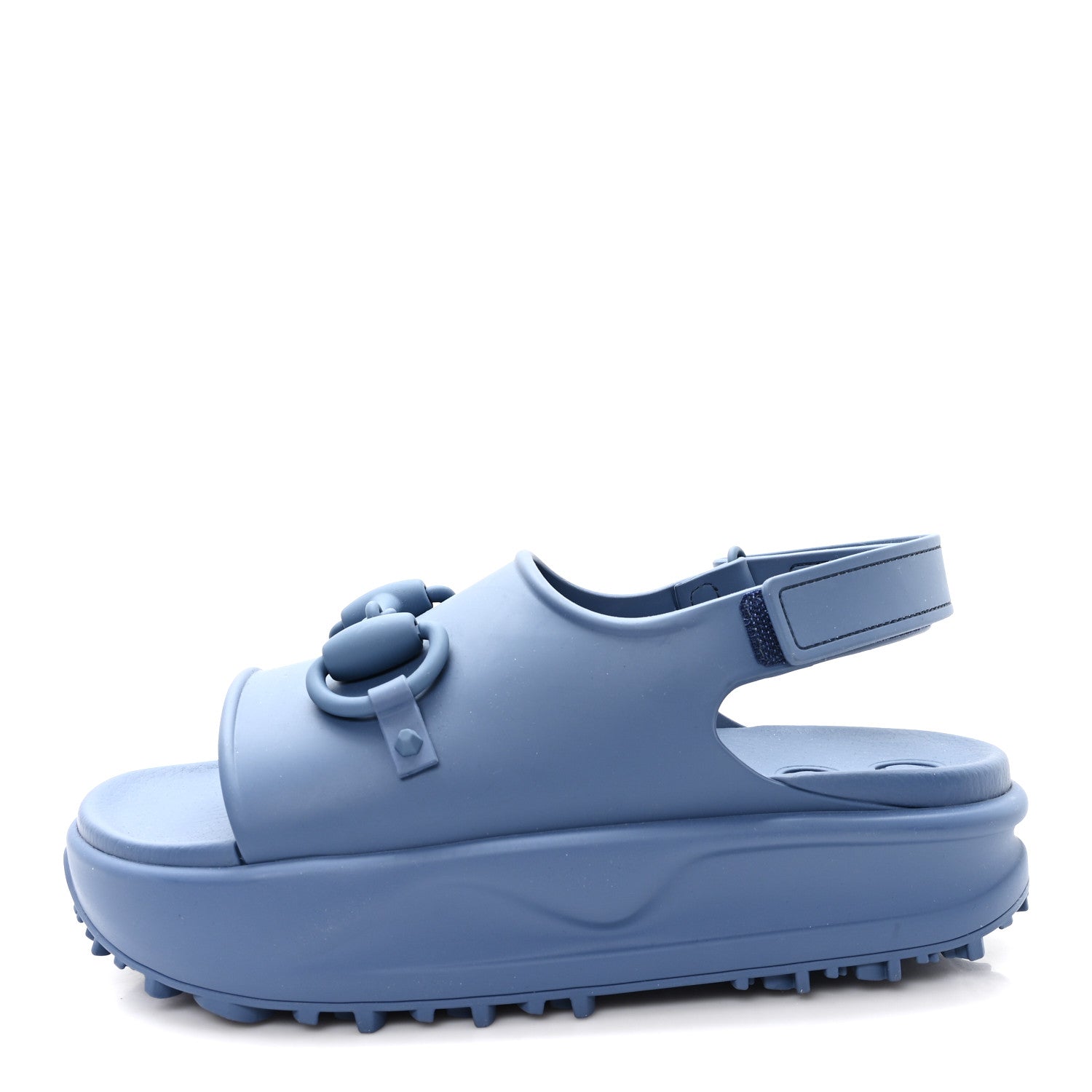 Gucci Soft Rubber Horsebit Mens Platform Slingback Sandals 5 Washed Indigo 1 of 9
