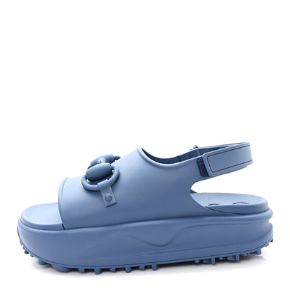 Gucci Soft Rubber Horsebit Mens Platform Slingback Sandals 5 Washed Indigo 1 of 9