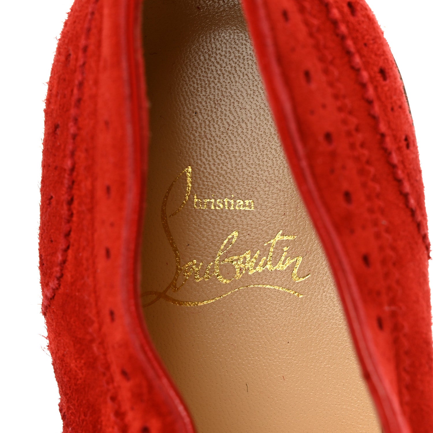 Christian Louboutin Veau Velours Charletta Brogue Oxfords 39 Flamenco 7 of 8