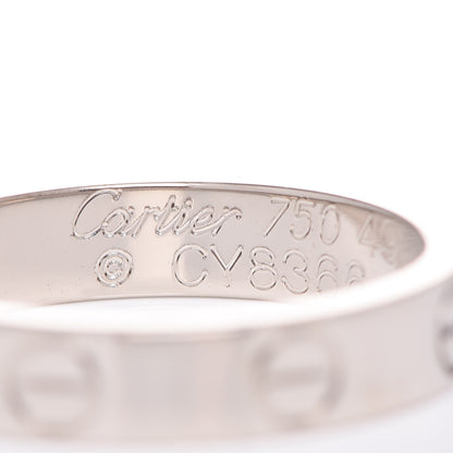 Cartier 18K White Gold 3.5mm LOVE Wedding Band Ring 49 4.75 4 of 5