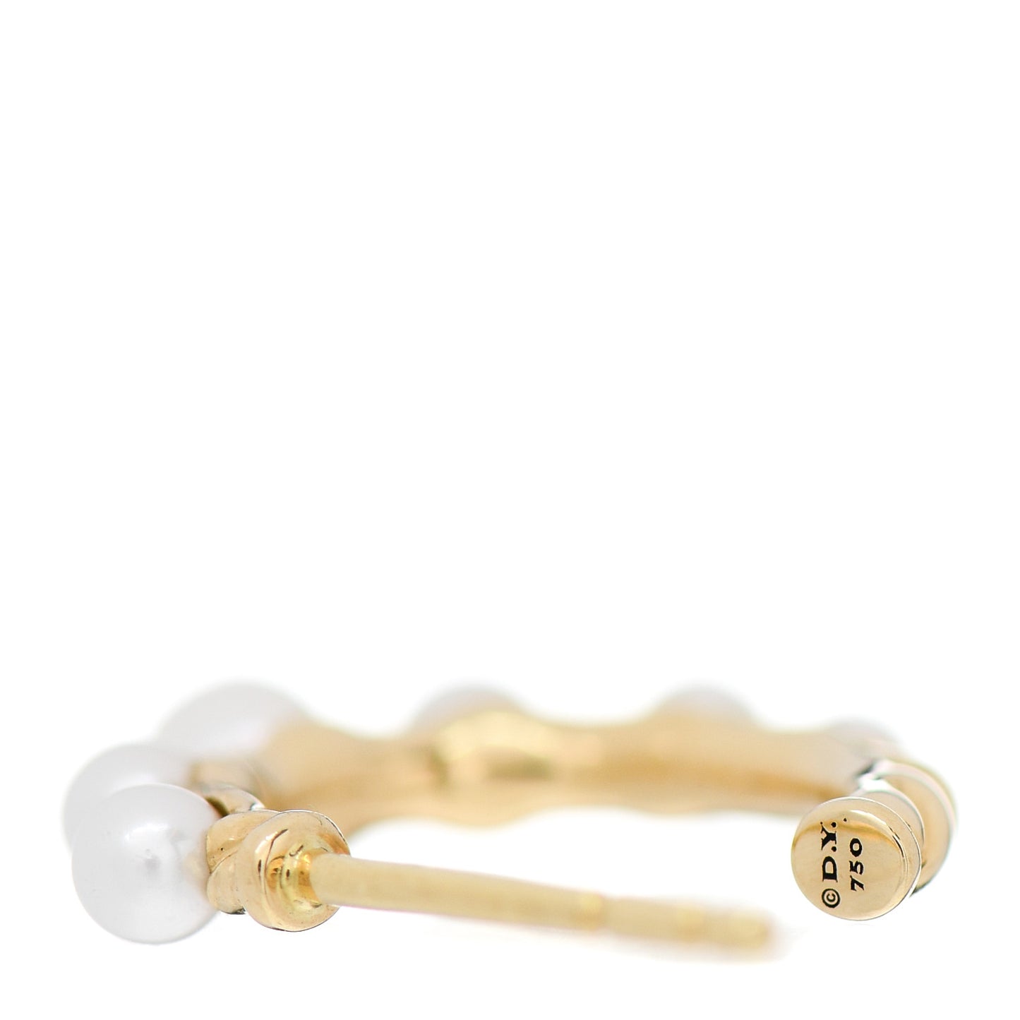 18K Yellow Gold Pearl 15mm Petite Perle Hoop Earrings
