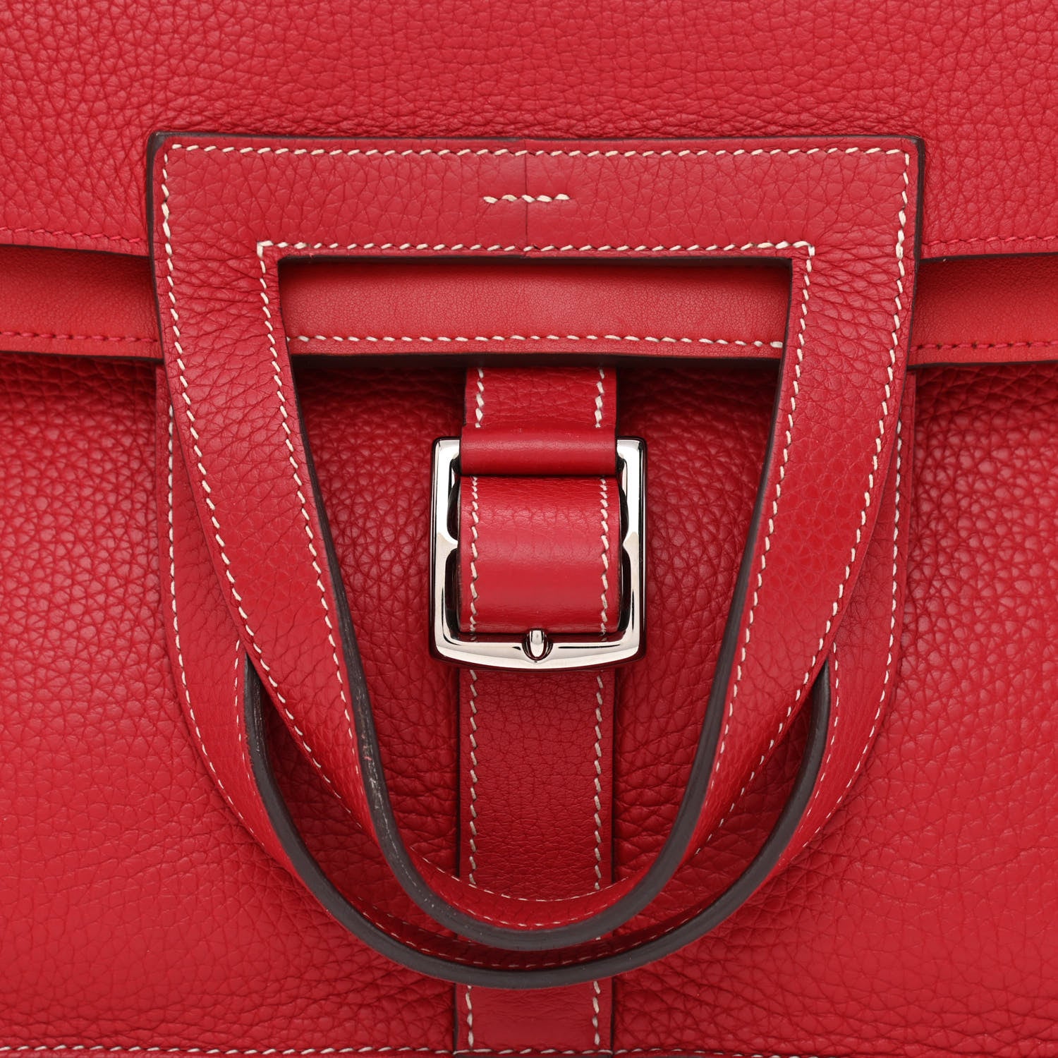 Hermes Taurillon Clemence Verso Halzan 31 GM Rouge Casaque Vermillion 8 of 13