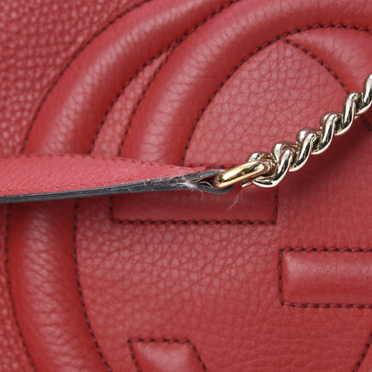Gucci Pebbled Calfskin Medium Soho Chain Shoulder Bag Tabasco Red 14 of 17