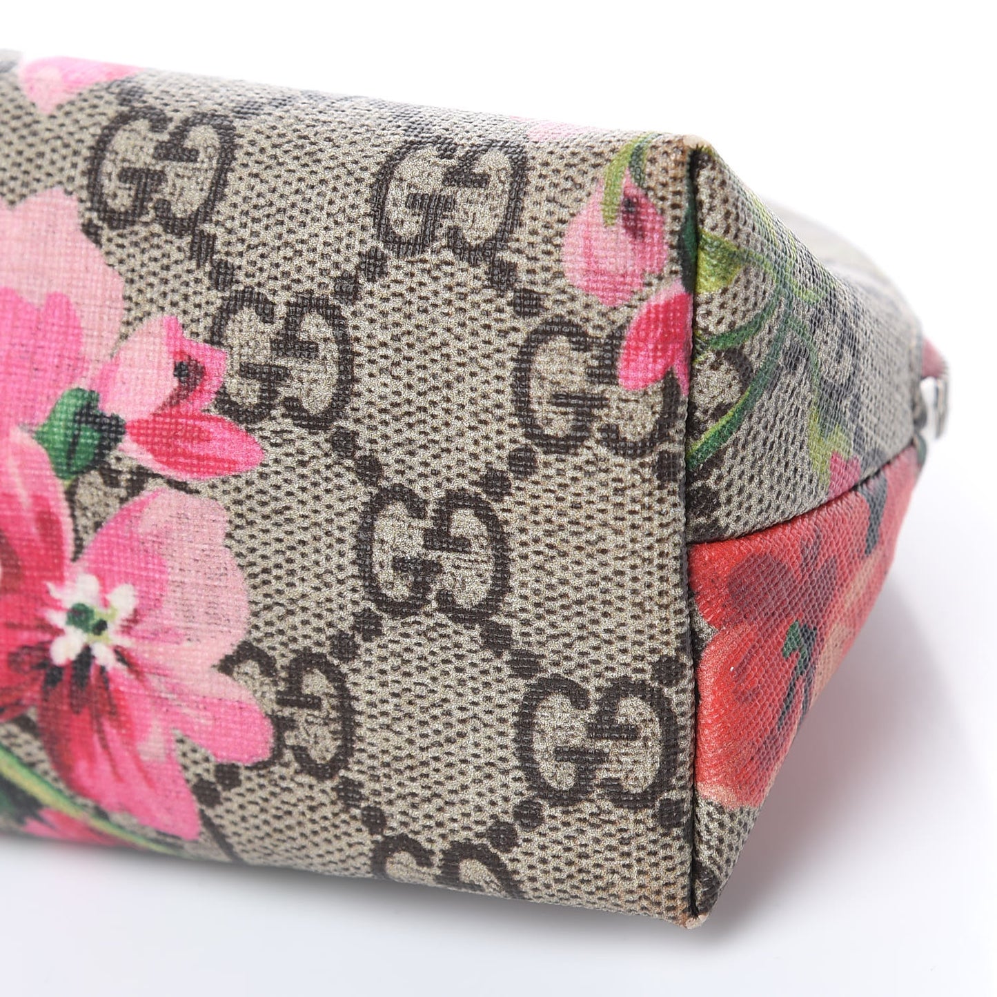GG Supreme Monogram Blooms Large Pouch Cosmetic Case Beige Multicolor Dry Rose
