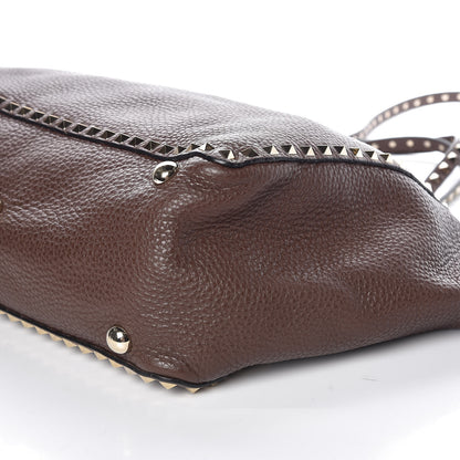 Valentino Garavani Pebbled Calfskin Medium Rockstud Tote Cacao 6 of 8