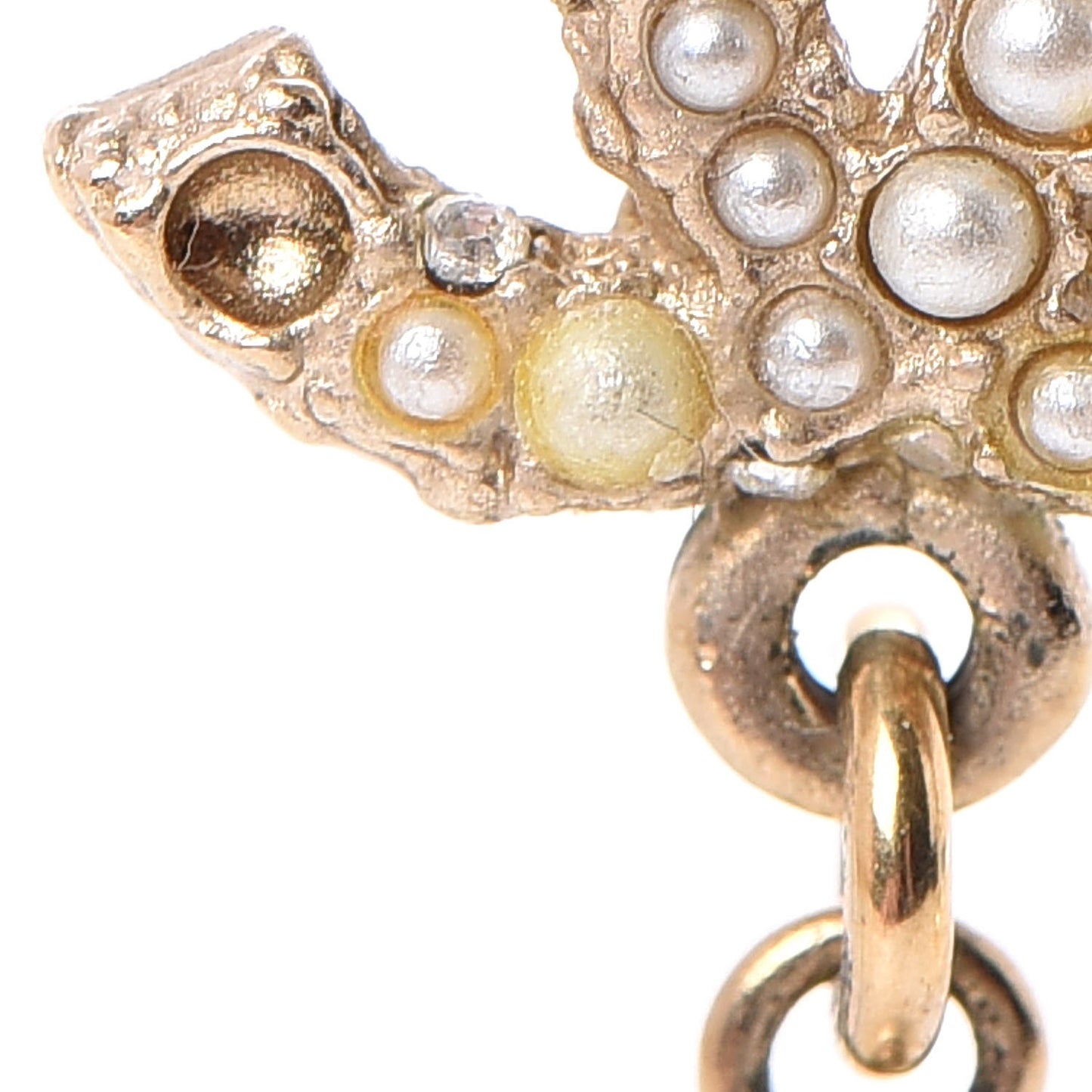 Pearl CC Drop Earrings Gold