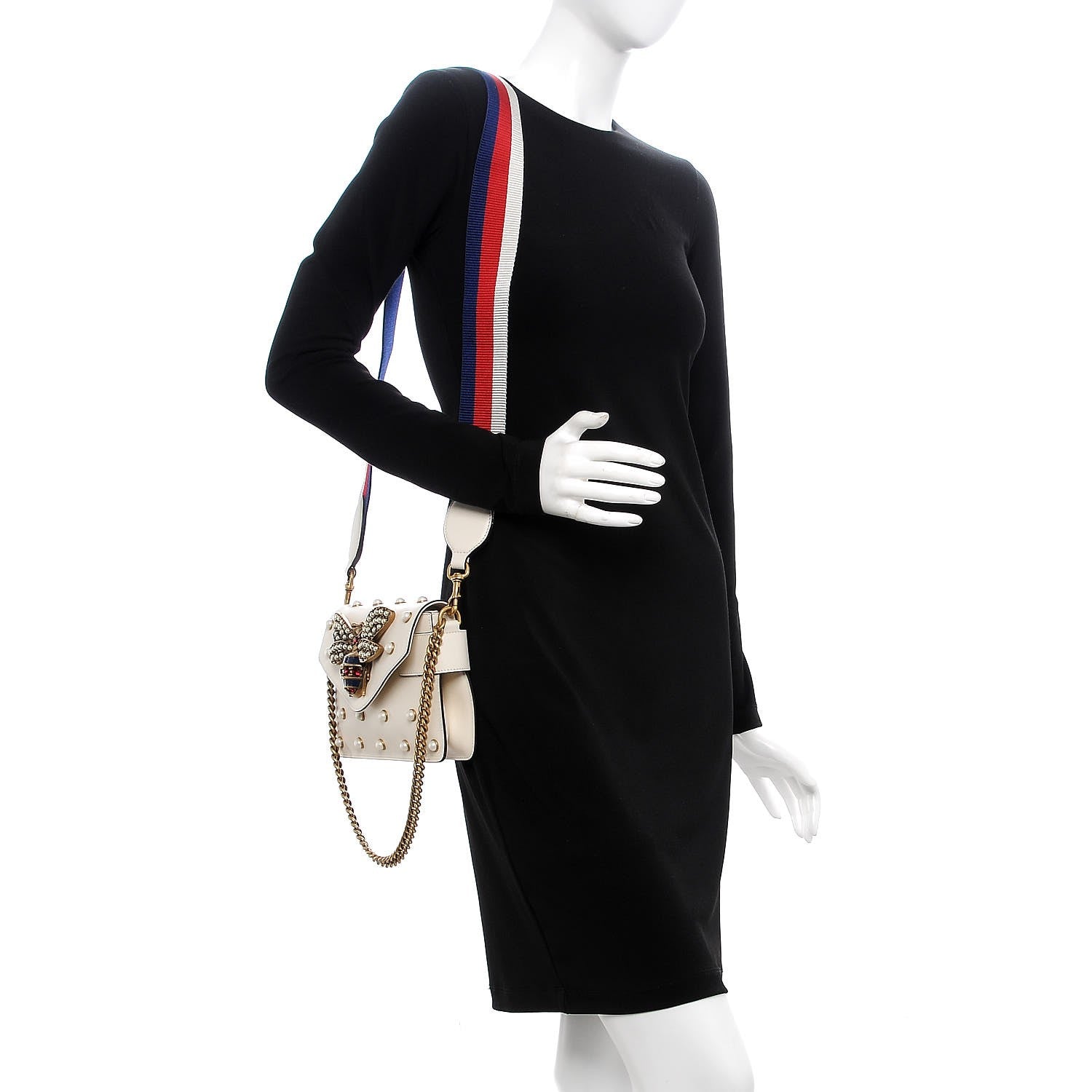 Gucci Nappa Pearl Studded Mini Queen Margaret Broadway Shoulder Bag Mystic White 2 of 7