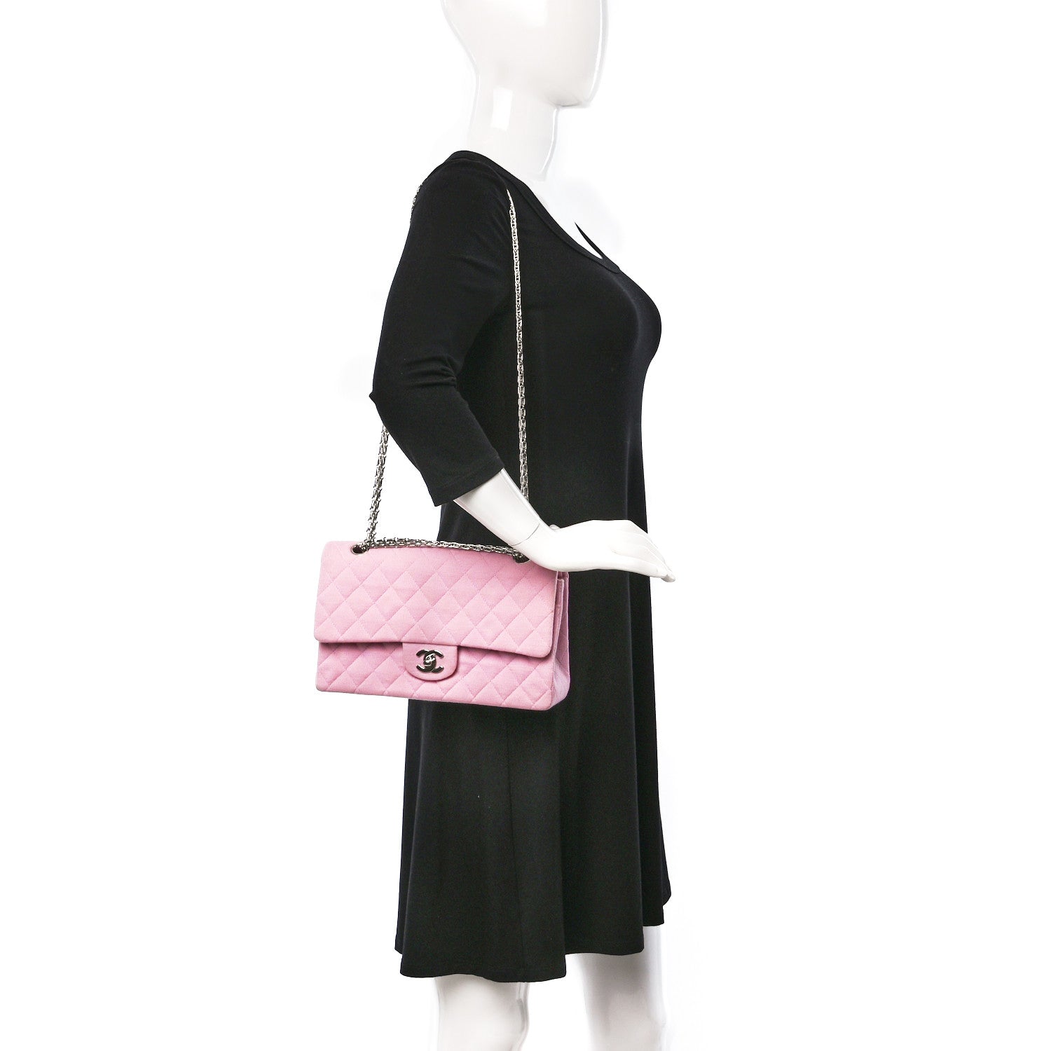 Chanel Jersey Quilted Medium Double Flap Pink 3 of 12